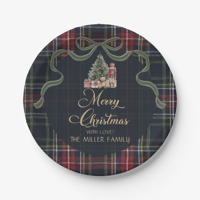 Assiettes En Carton Tartan Plaid Preppy Christmas Party Paper Plates (Devant)