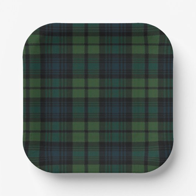 Assiettes En Carton Tartan Tissu Plaque en papier (Recto)