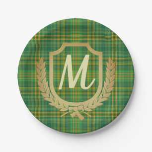 Assiettes En Carton Tartan vert riche (Plaid) personnalisé