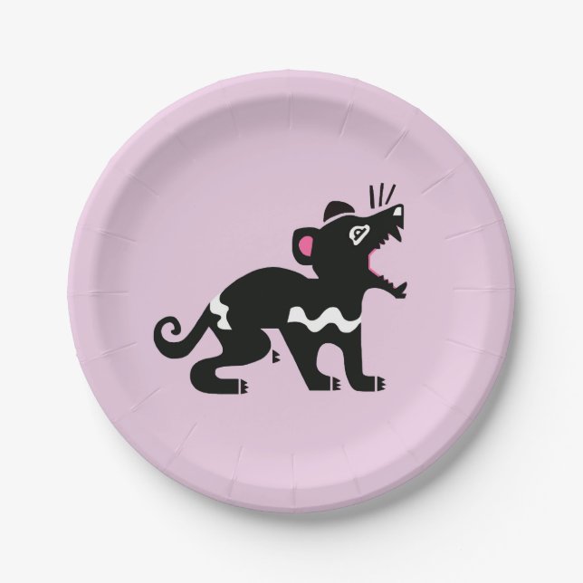 Assiettes En Carton Tasmanie DEVIl - Australie - Faune - Parti rose (Devant)