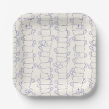 Tasse de thé anglaise bleue rayée
