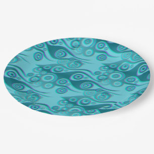 Assiettes En Carton Tattoo flammes & cercles motif + votre backgr.