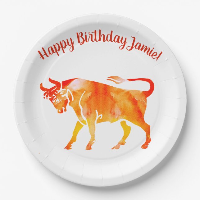 Assiettes En Carton Taureau, plaques à papier faites sur commande (Devant)