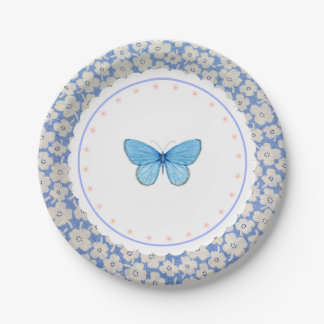 Assiettes En Carton Tea Party en plaque de papillon floral
