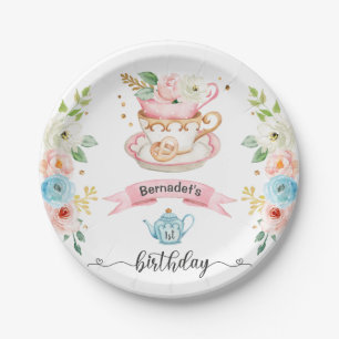 Assiettes En Carton Tea rose Fête Anniversaire Plaque Papier
