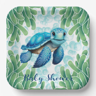 Assiettes En Carton Teal Blue Sea Turtle Garçon Bébé Douche