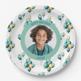 Assiettes En Carton Teal Faux Gold Balloons Photo