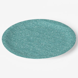 Assiettes En Carton Teal scintillant et parties scintillantes d'argent
