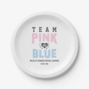 Assiettes En Carton Team PINK ou BLUE Baby shower de révélation de gen