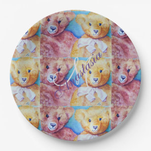 ASSIETTES EN CARTON TEDDDY BEAR LOVE MONOGRAM PARTY