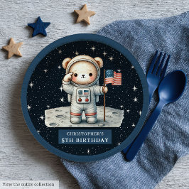 Assiettes En Carton Teddy Astronaut Personnalisé Boy Party Plaque
