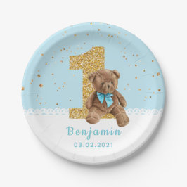 Assiettes En Carton Teddy Bear 1er Anniversaire Plaque papier