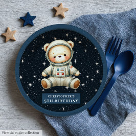 Assiettes En Carton Teddy Bear Astronaut Baby Boy Birthday Papier Plaq