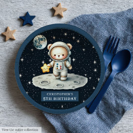 Assiettes En Carton Teddy Bear Astronaut Baby Boy Douche Plaques perso
