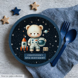 Assiettes En Carton Teddy Bear Astronaut Baby Boy Personnalisé