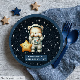 Assiettes En Carton Teddy Bear Astronaut fête d'anniversaire personnal