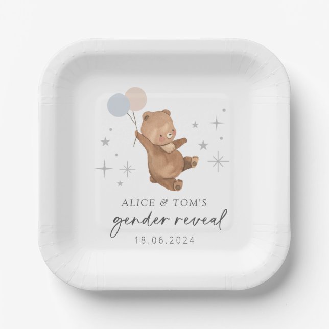 Assiettes En Carton Teddy Bear Balloons Sexe Reveillez (Recto)