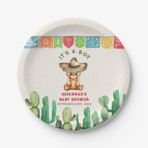 Assiettes En Carton Teddy Bear Cactus Boy Baby shower Fiesta