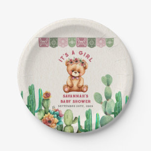 Assiettes En Carton Teddy Bear Cactus Fille Baby shower Fiesta