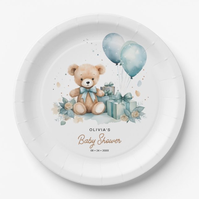 Assiettes En Carton Teddy Bear Nous Pouvons Attendre Baby shower (Devant)
