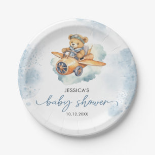 Assiettes En Carton Teddy Bear Pastel Baby shower Boy