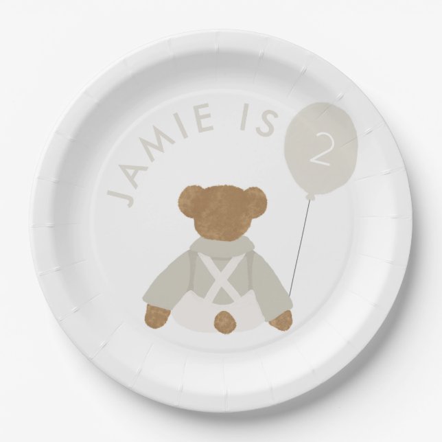 Assiettes En Carton Teddy Bear Pique-nique bébé Invitation d'anniversa (Devant)