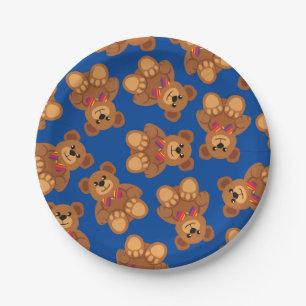 Assiettes En Carton Teddy Bear Rainbow Cute 1ère fête anniversaire