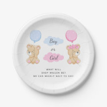 Teddy Bear Thème Genre Reveval Party Plaque papier