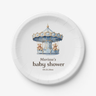 Assiettes En Carton Teddy Bear Twin Boy Baby shower Plaque en papier