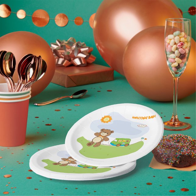 Assiettes En Carton Teddy Bear Welcome Baby Nursery Design (Créateur téléchargé)