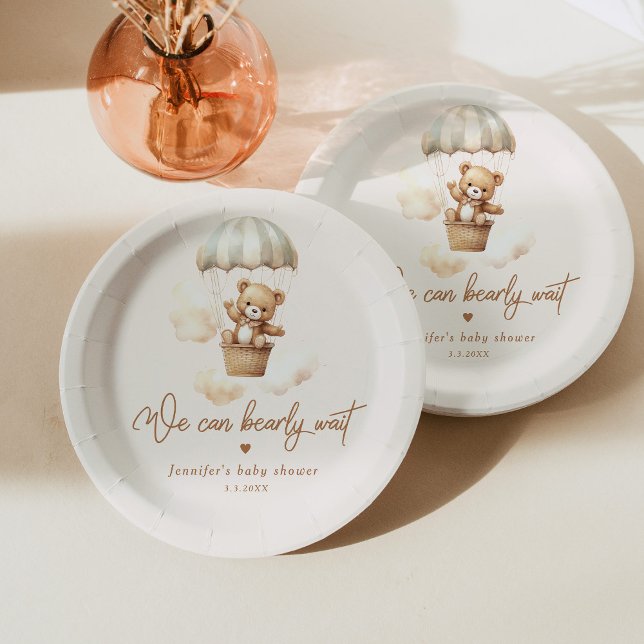 Assiettes En Carton Teddy ours on peut attendre baby shower (Créateur téléchargé)