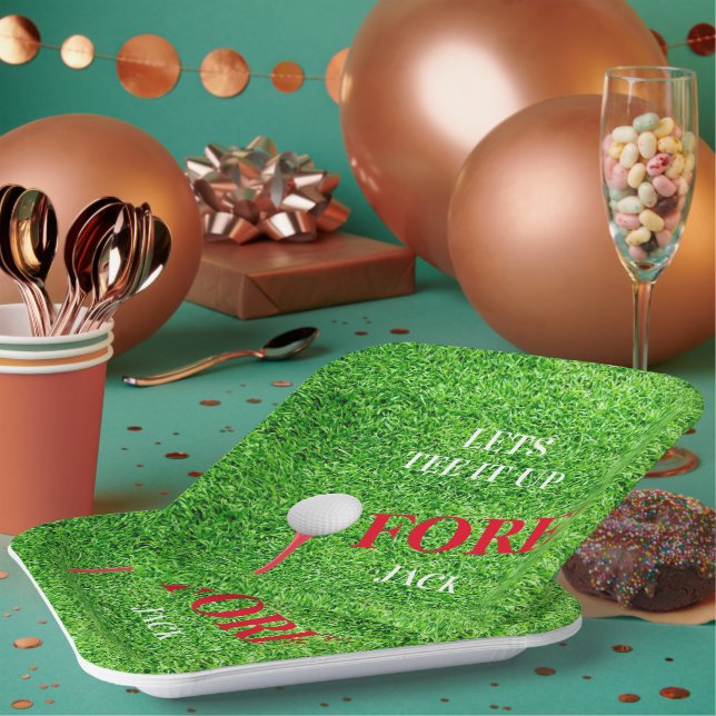 Assiettes En Carton Tee It Up Fore Him Golf Thème Fête de la fête (Multi)