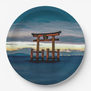 Assiettes En Carton Temple-Torii-Porte Japonaise