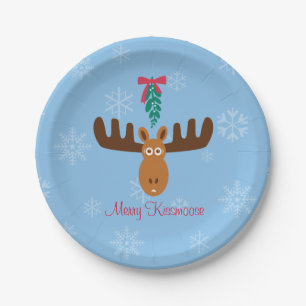 Assiettes En Carton Temps de Head_Mistletoe_Merry KissMoose_Party