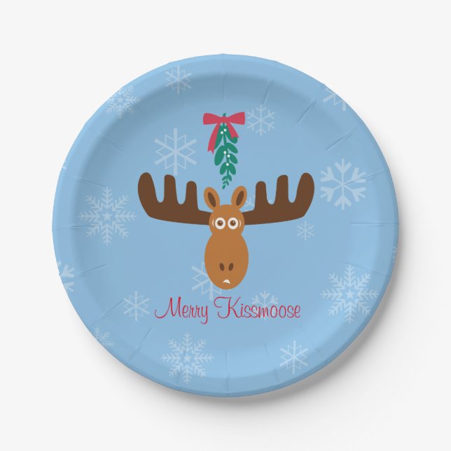 Assiettes En Carton Temps de Head_Mistletoe_Merry KissMoose_Party (Devant)