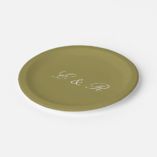 Assiettes En Carton Tendance de couleur solide d'olive verte