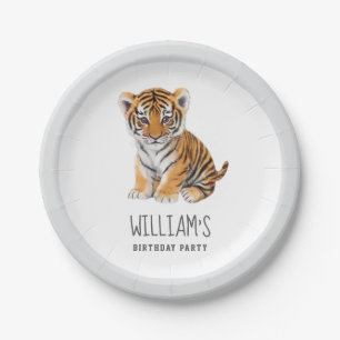 Assiettes En Carton Tendance Personnalisé Safari animal mignon tieger
