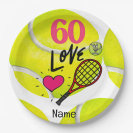 Assiettes En Carton Tennis 60e anniversaire pour le joueur de tennis