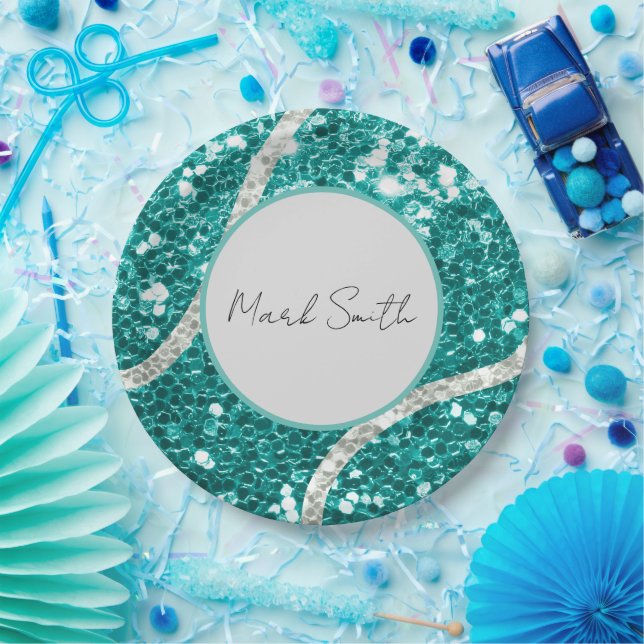 Assiettes En Carton Tennis Boy Baby shower Sequin Tennis ball (Fête)