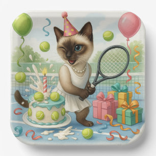 Assiettes En Carton Tennis Cat Paw-some Anniversaire