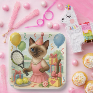 Assiettes En Carton Tennis Cat Paw-some Anniversaire