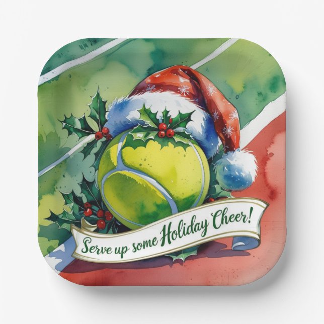 Assiettes En Carton Tennis Christmas Festive ball (Recto)