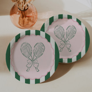 Assiettes En Carton Tennis de raquette Courtside Country Club Annivers