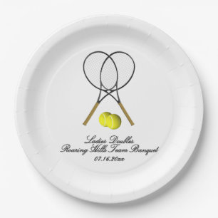 Assiettes En Carton Tennis Double 3 Lignes de Texte