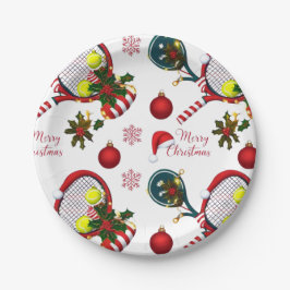 Assiettes En Carton Tennis Noël Festive Racquets et Ball