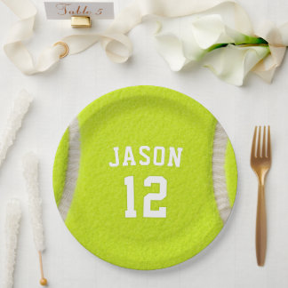 Assiettes En Carton Tennis Personnalisé avec Nom et Âge