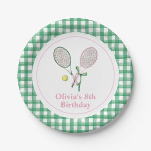 Assiettes En Carton Tennis preppy plaid invitation d'anniversaire