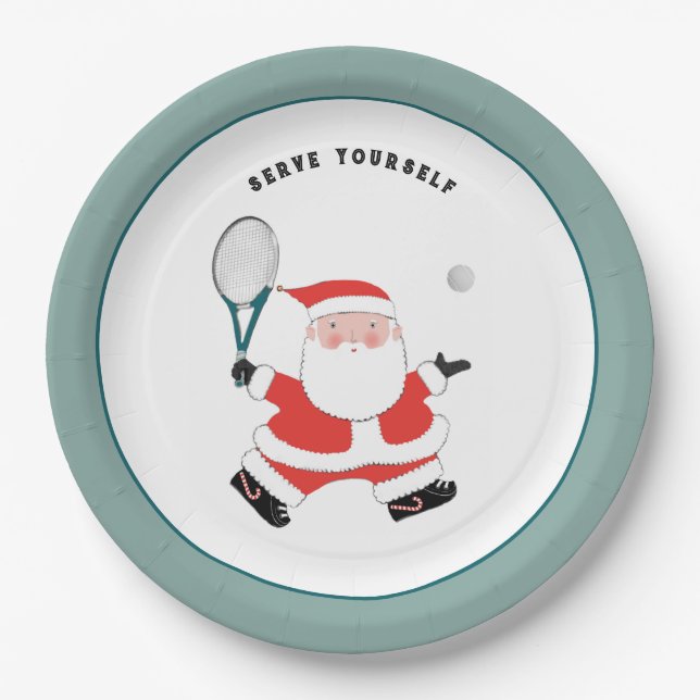 Assiettes En Carton Tennis Sports fête de Noël plaque (Devant)