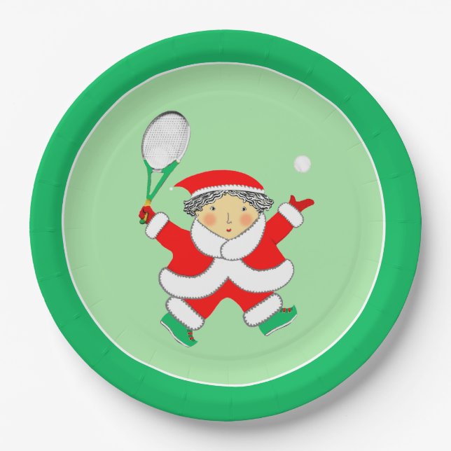 Assiettes En Carton Tennis Sports Noël (Devant)