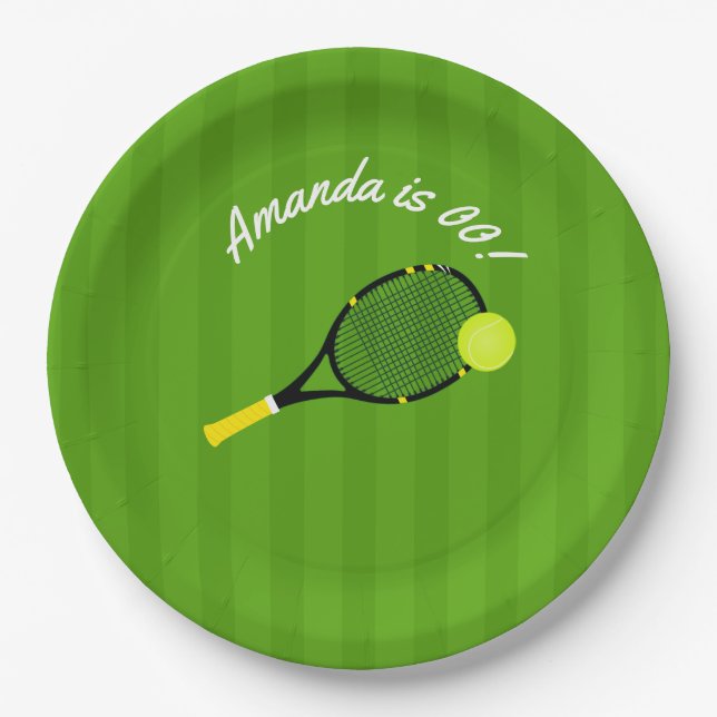 Assiettes En Carton Tennis thème Anniversaire fête personnalisée (Devant)